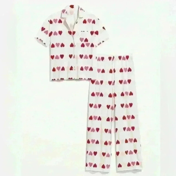 Red heart print 2 piece pyjama  size M - Picture 2 of 2